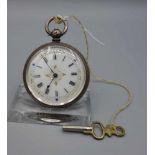 SILBERNE TASCHENUHR / DAMENTASCHENUHR / open face pocket watch, 1. H. 20. Jh., Schlüsselaufzug (