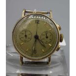 VINTAGE CHRONOGRAPH MIT GOLDGEHÄUSE / wristwatch, Mitte 20. Jh., mechanisches Werk, wohl Schweiz,