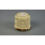 FREIMAURER SPARDOSE / masonic money box, 19. Jh., Elfenbein und Holz , Frankreich, datiert "1839"
