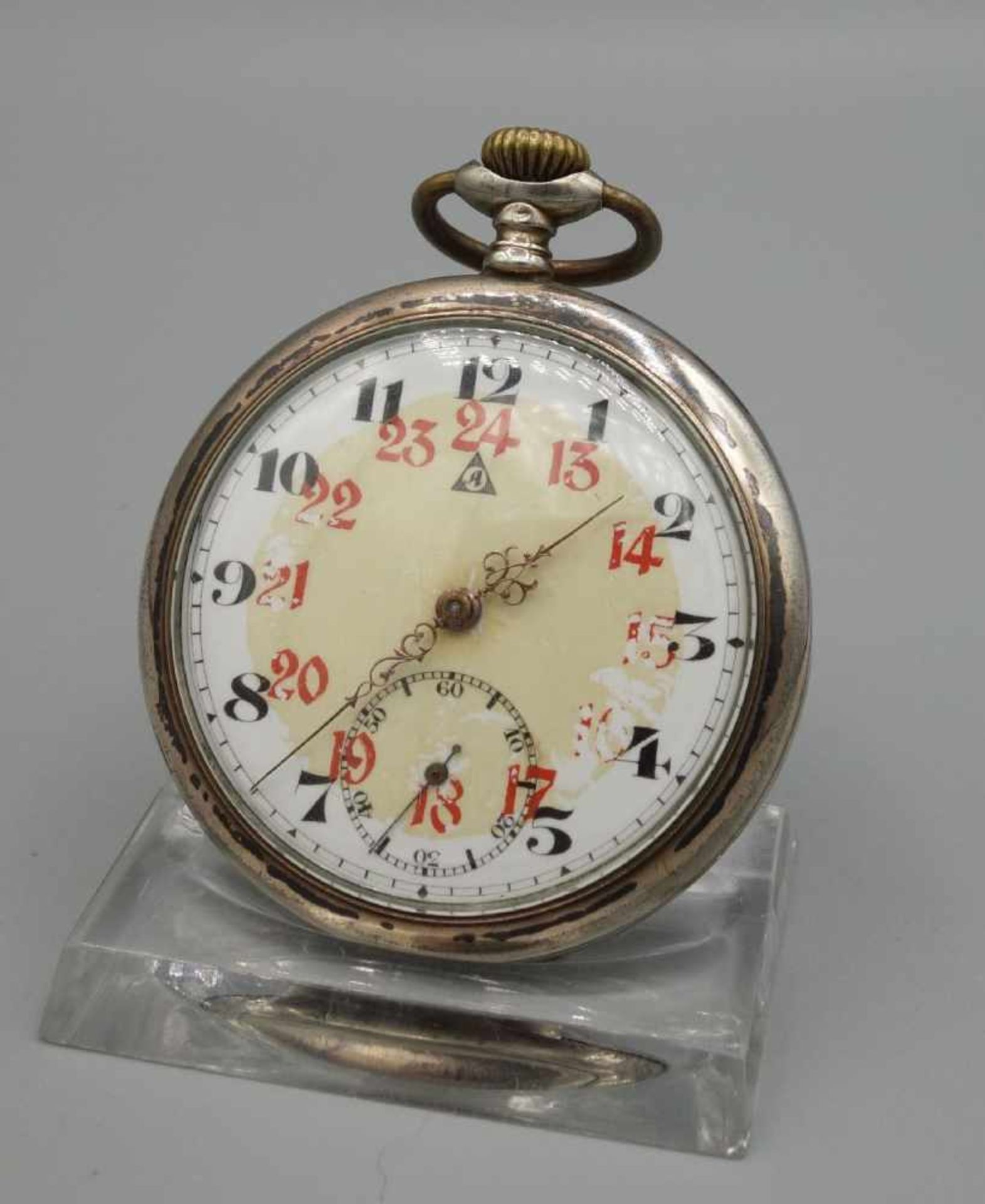 GALLONÉ TASCHENUHR / pocket watch, 1. H. 20. Jh., Handaufzug (Krone), 800er Silber, Gesamtgewicht 72