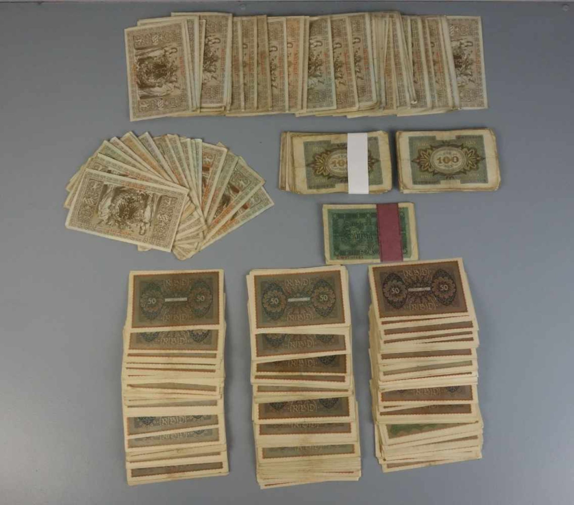 GROSSES KONVOLUT PAPIERGELDSCHEINE / bank notes, Deutsches Reich von 1910 - 1920. Beinhaltet ca. 350 - Bild 2 aus 2