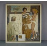 SCHMIDT-UPHOFF, HANS ERICH (Neumark 1911-2002 Dessau), Gemälde / Collage / painting: "Atelierszene",