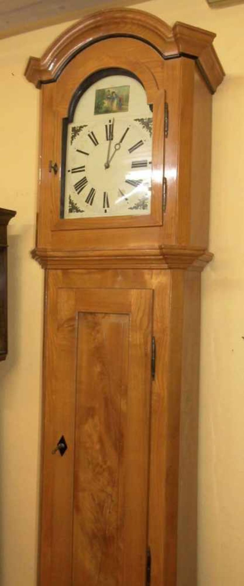 BIEDERMEIER - STANDUHR / longcase clock, Esche furniert, um 1840, dreizoniger Aufbau im - Bild 5 aus 5