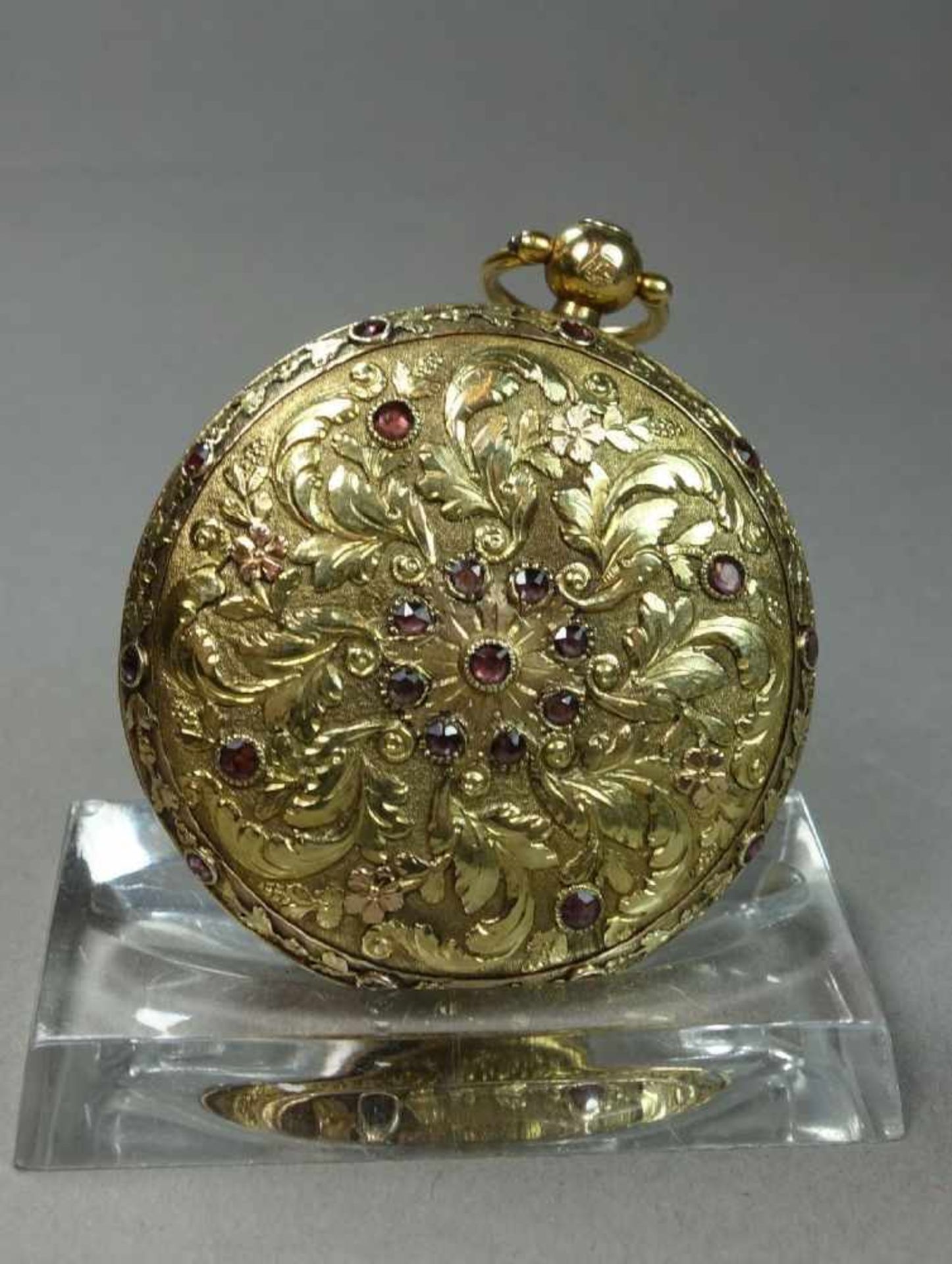 GOLDENE SPINDELTASCHENUHR / golden pocket watch, 585er bicolor Gold (mit Säure getestet) und mit - Bild 9 aus 15