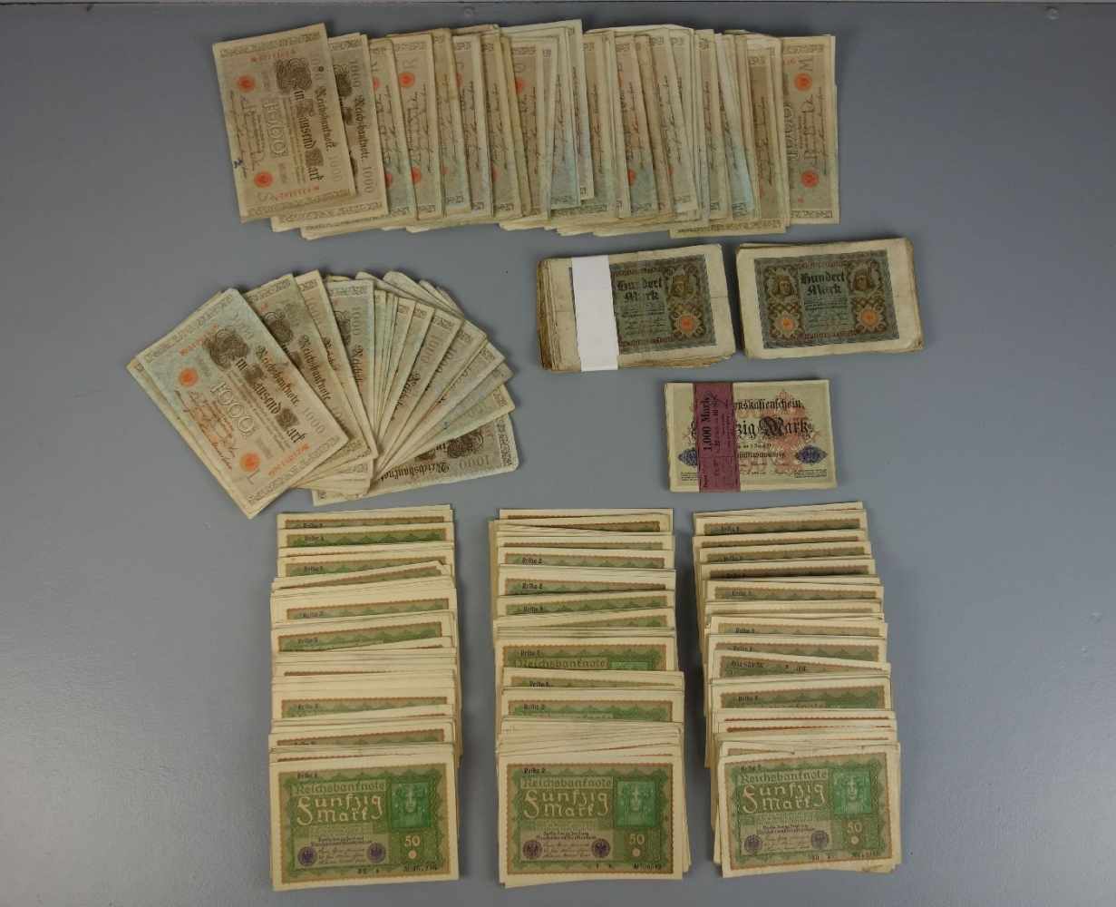 GROSSES KONVOLUT PAPIERGELDSCHEINE / bank notes, Deutsches Reich von 1910 - 1920. Beinhaltet ca. 350