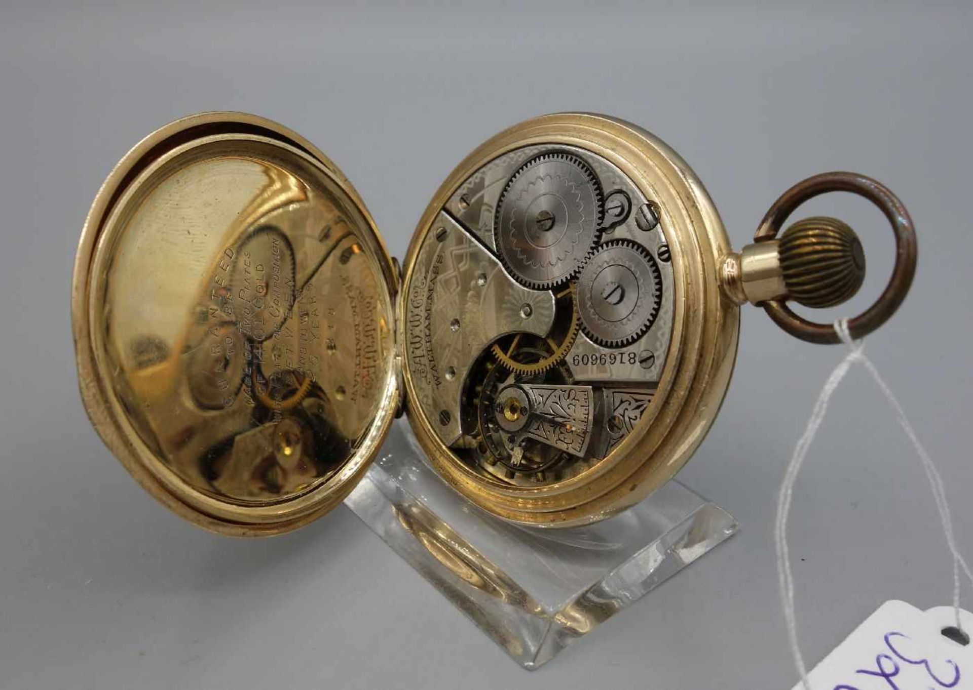 VERGOLDETE TASCHENUHR / pocket watch, USA, 1. H. 20. Jh., Manufaktur Waltham Watch & Co. - Bild 6 aus 8