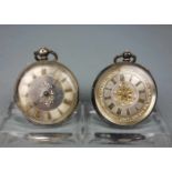 PAAR DAMEN-TASCHENUHREN / two pocket watches, um 1900 / 1. H. 20. Jh., jeweils mit