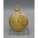 GOLDENE SPINDELTASCHENUHR / golden pocket watch, 1. H. 19. Jh., England, Schlüsselaufzug (ohne