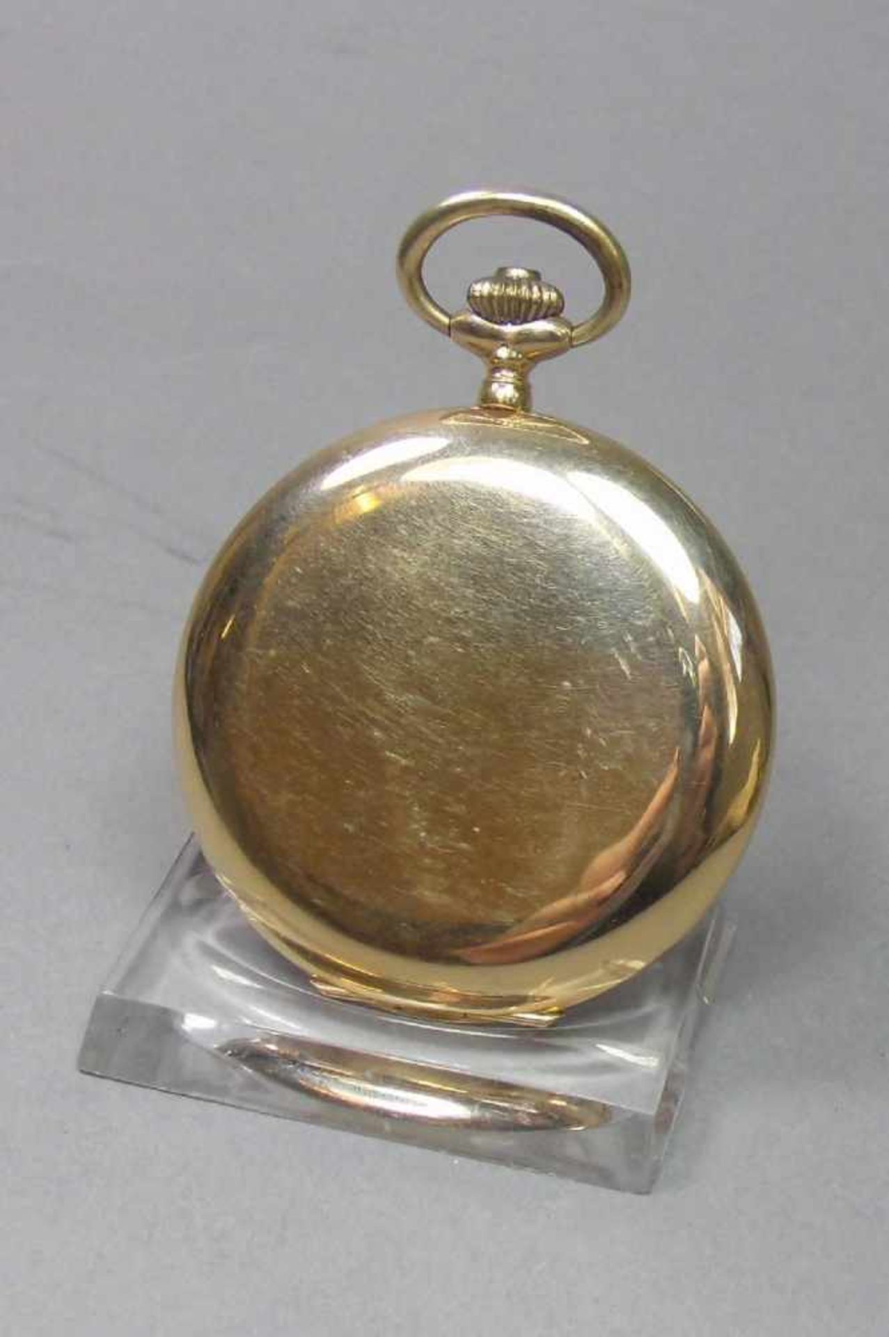 GOLD-SAVONETTE / TASCHENUHR MIT SPRUNGDECKEL / hunter case pocket watch, 1. H. 20. Jh., - Bild 2 aus 7