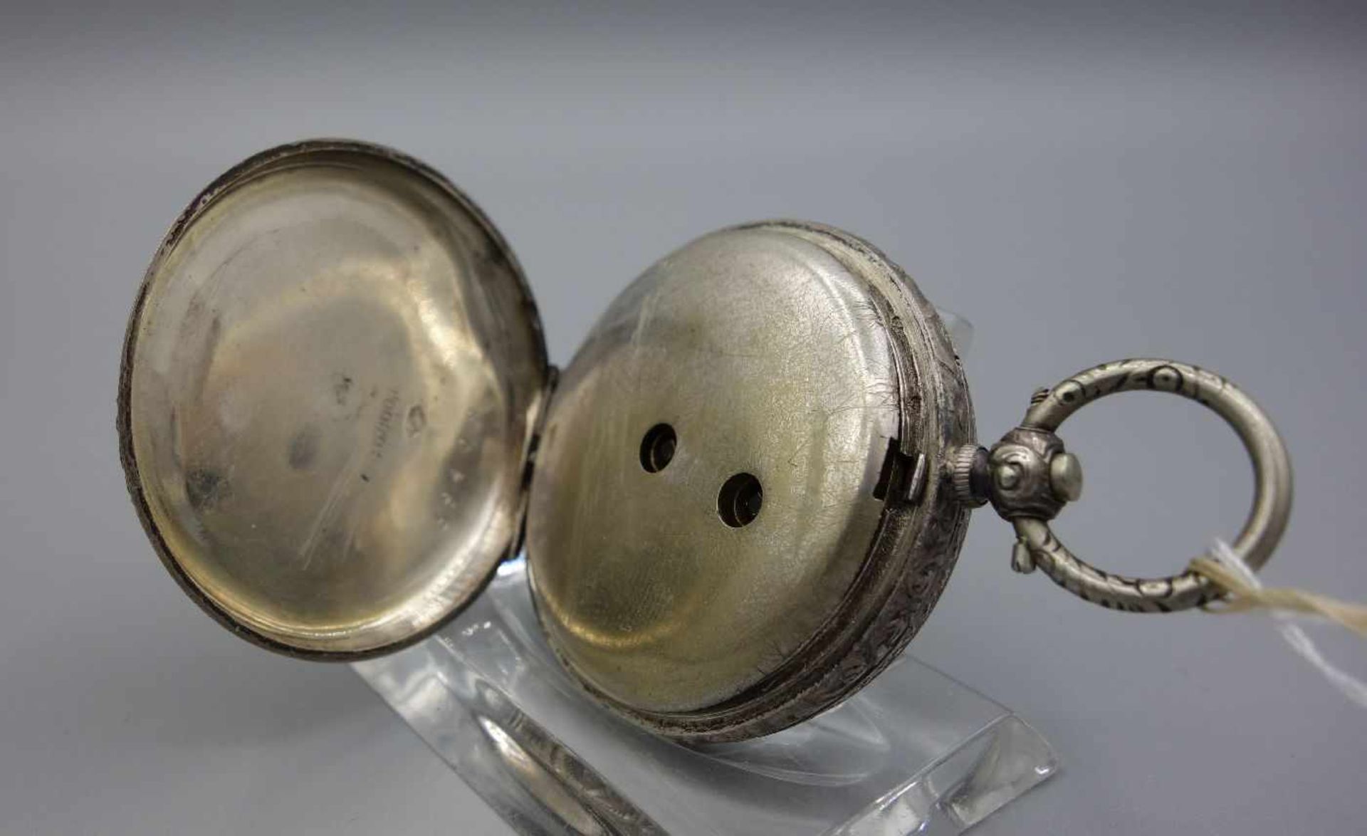 SILBERNE TASCHENUHR / DAMENTASCHENUHR / open face pocket watch, Schweiz, 1. H. 20. Jh., Gehäuse - Bild 4 aus 5