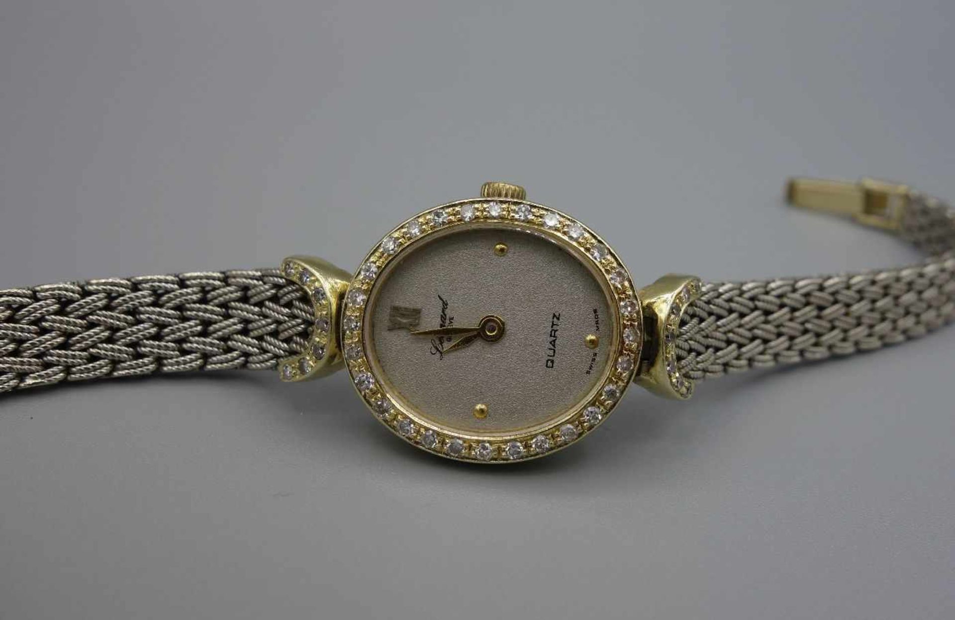 ELEGANTE DAMEN-ARMBANDUHR - LÉONARD / wristwatch, 2. H. 20. Jh., Quarz-Uhr, Manufaktur Léonard /