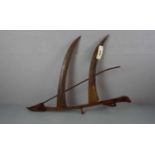 SKULPTUR / METALLKUNST: "Segelschiff", oxidiertes Eisen. Figürliche Gartenskulptur, gefertigt aus