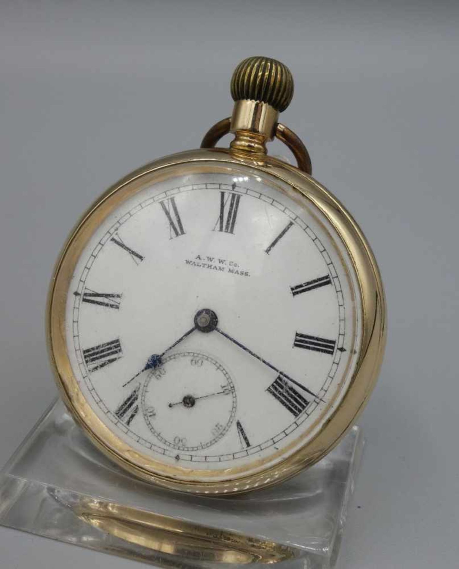 VERGOLDETE TASCHENUHR / pocket watch, USA, 1. H. 20. Jh., Manufaktur Waltham Watch & Co.