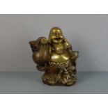 SKULPTUR: Buddha "Budai" / Glücksbuddha, Bronze, gold-, silber- und kupferfarben patiniert. Buddha