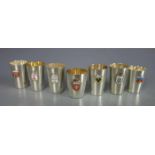 7 ANDENKENBECHER / SCHNAPSPINNCHEN / KLEINE SAMMELBECHER / silver shot glasses, 20. Jh., 2 x