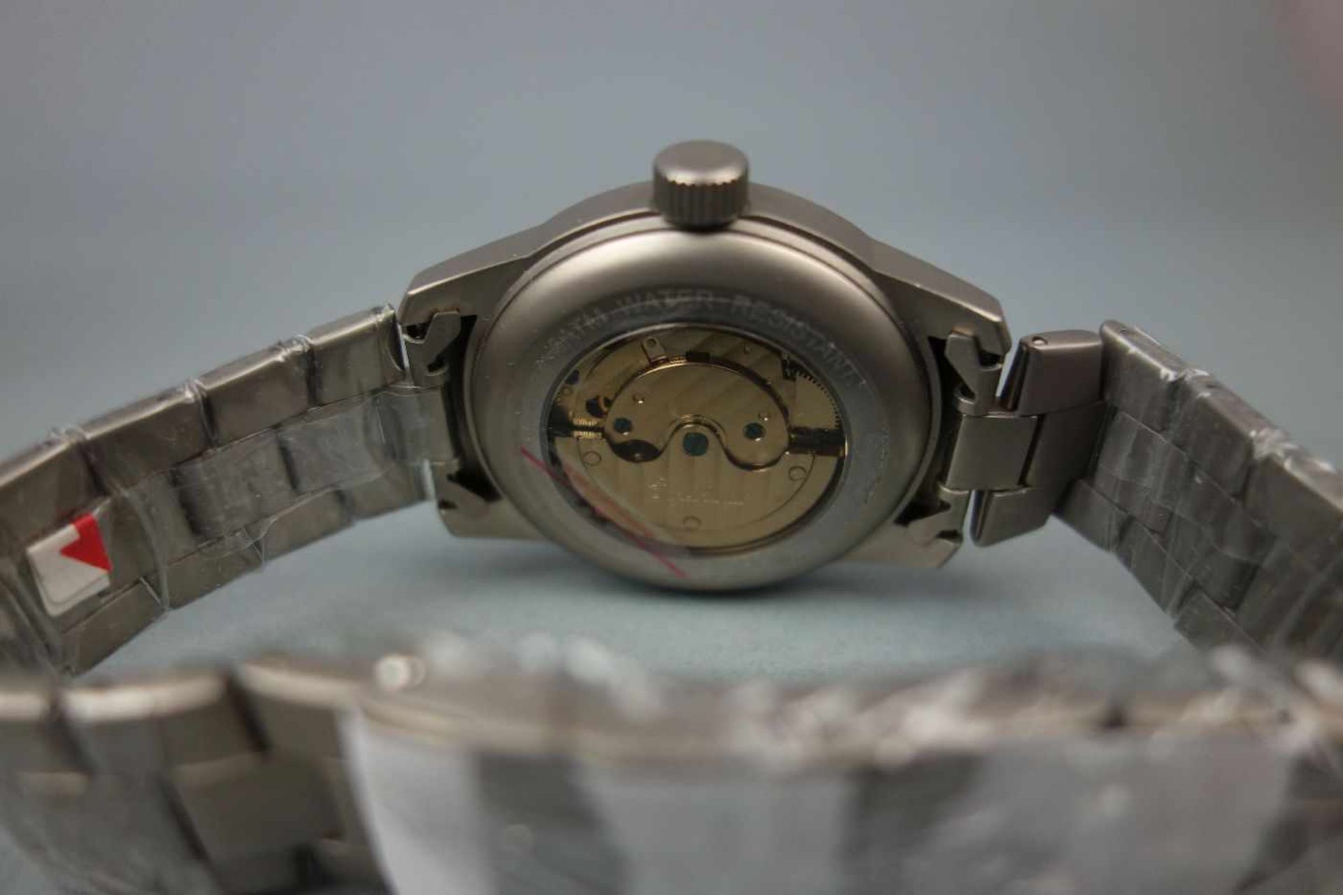 NEUWERTIGE ENGELHARDT ARMBANDUHR / wristwatch, Automatik-Uhr. Rundes mattiertes Stahlgehäuse mit - Bild 3 aus 3
