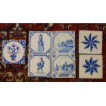 KONVOLUT VON 7 HOLLÄNDISCHEN FLIESEN, sog. DELFTER FLIESEN / DELFTER KACHELN / delft tiles, 19. Jh.;