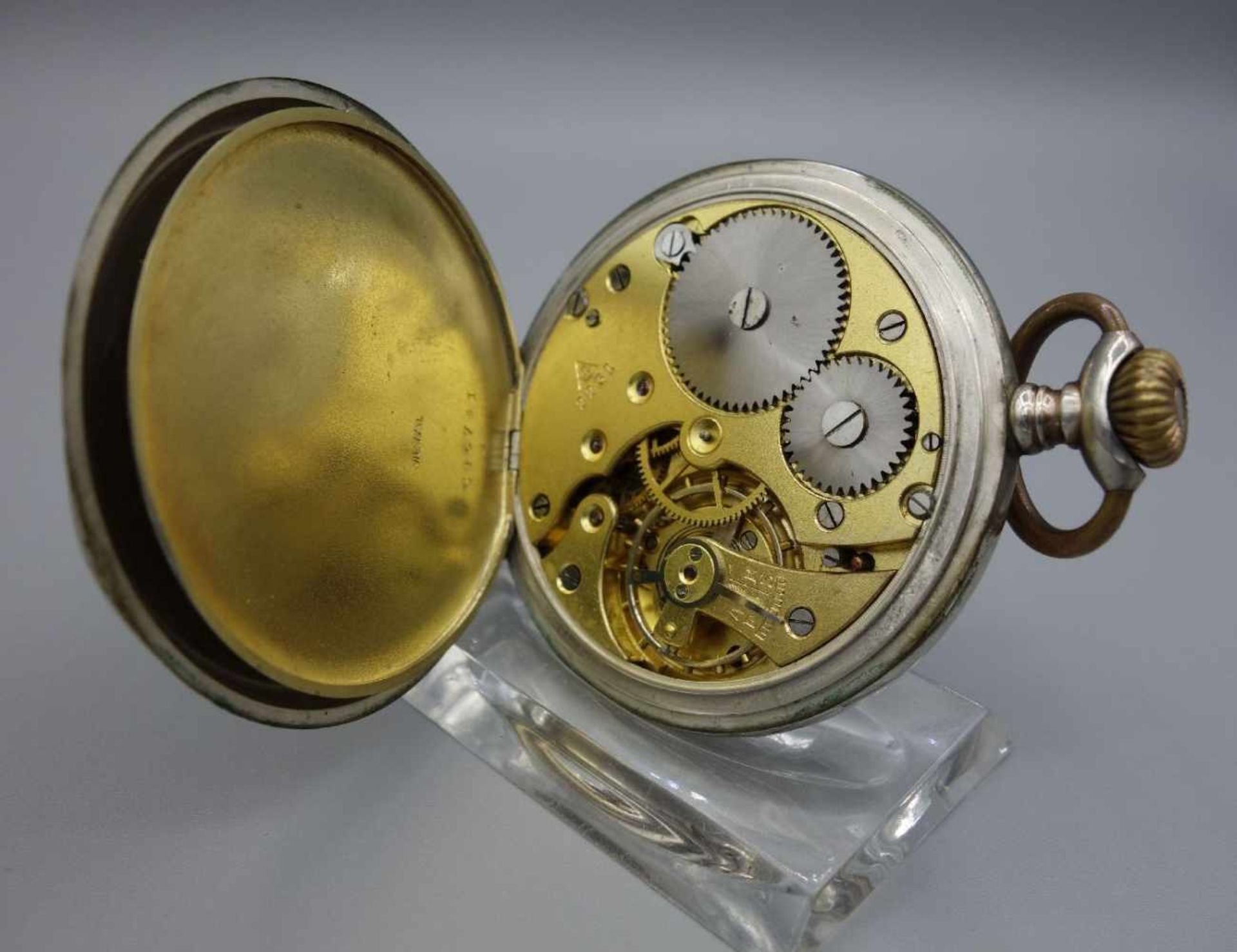 GALLONÉ TASCHENUHR / pocket watch, 1. H. 20. Jh., Handaufzug (Krone), 800er Silber, Gesamtgewicht 72 - Bild 6 aus 6