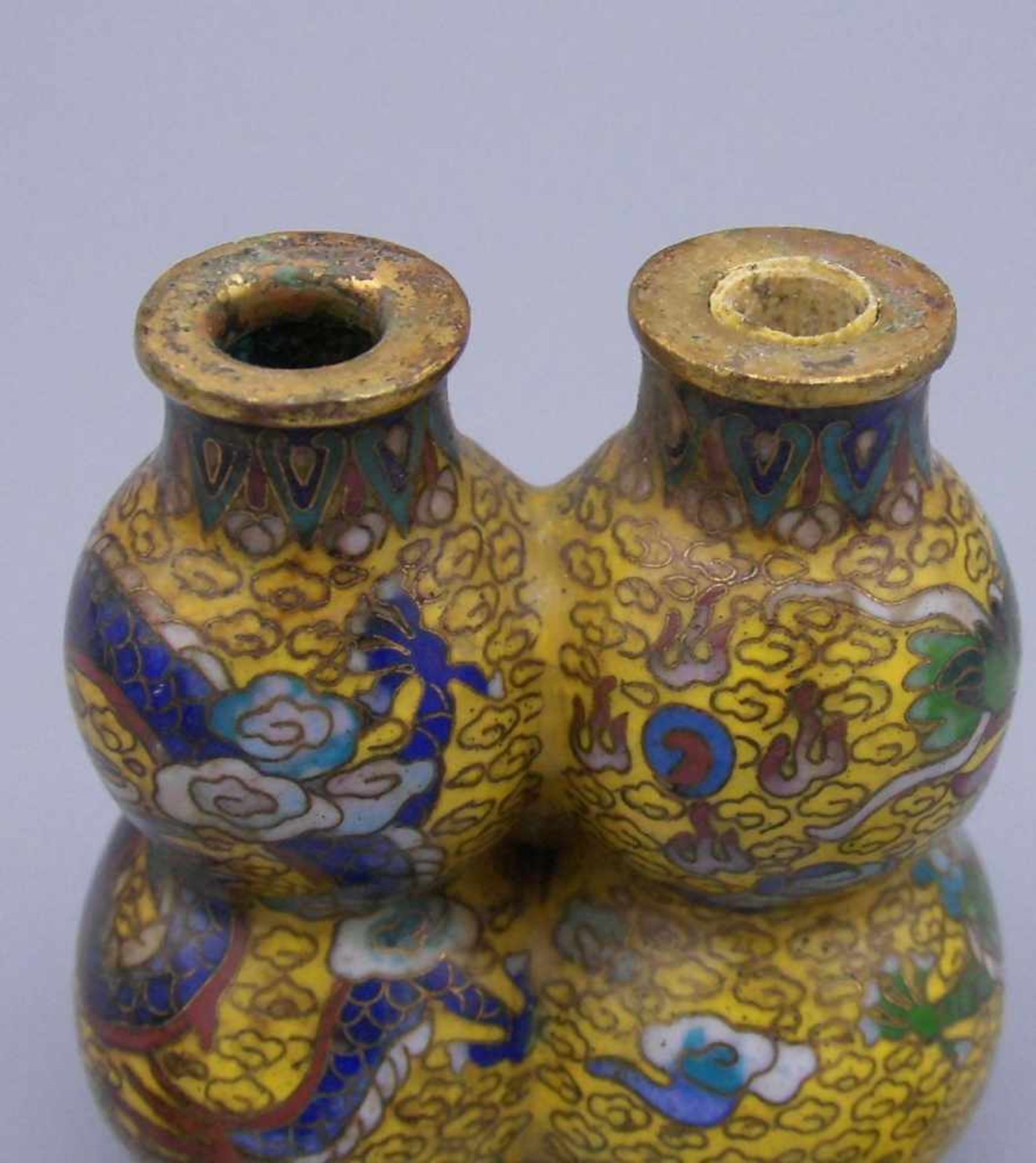 CLOISONNÉ - SNUFFBOTTLE / DOPPEL-SCHNUPFTABAKBEHÄLTER, China, Emaille über Messing. Doppel- - Image 7 of 7