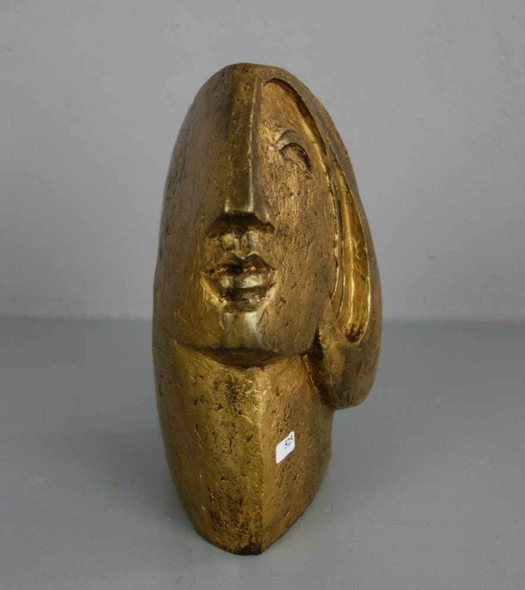 BILDHAUER DES 20./21. Jh., Skulptur / sculpture: "Kopf einer jungen Frau", Bronze, goldfarben - Image 2 of 4