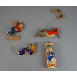 BLECHSPIELZEUG: 3 KLETTERFIGUREN / tin toys, Mitte 20. Jh., lithografiertes Blech. 1) Jonny -