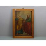 MALER DES 19. JH., Gemälde / Orthodoxes Andachtsbild / Ikone: "Apostel und Heilige - Kosmas, Damian,