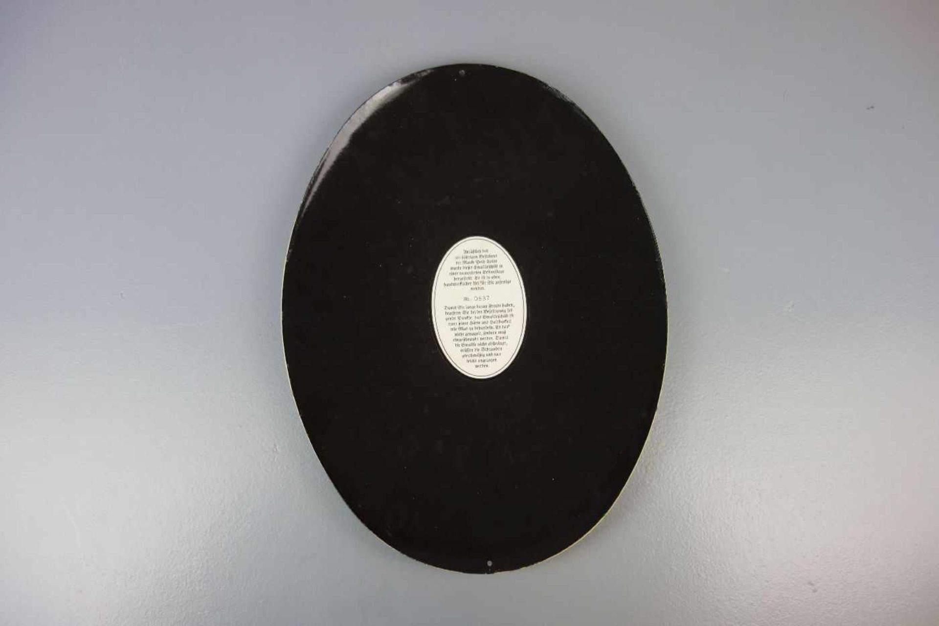 BLECHSCHILD / EMAILLESCHILD / WERBESCHILD "POLY COLOR", ovales und aufgewölbtes Blechschild mit - Bild 2 aus 2