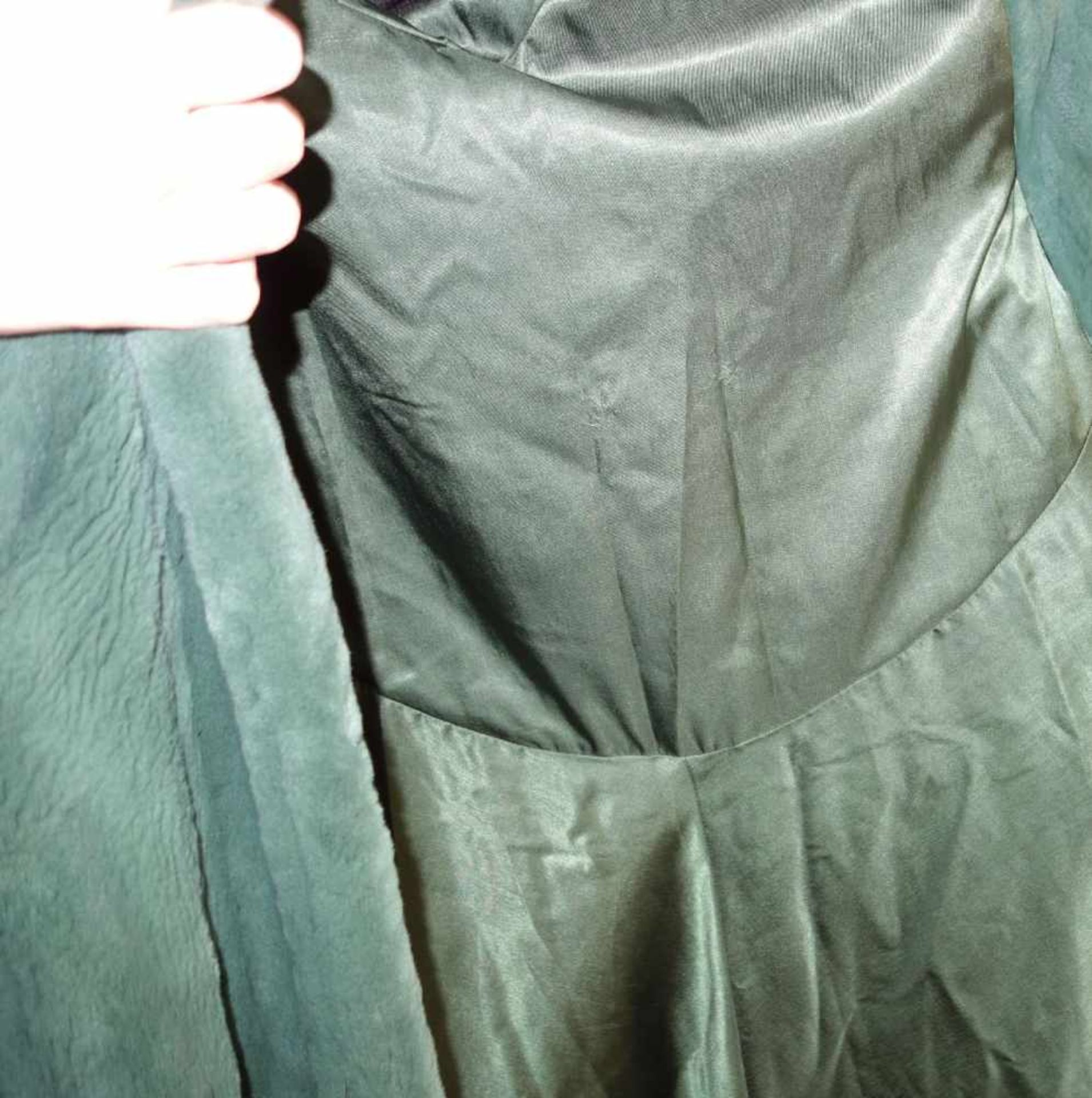 GRÜNER DASCO NERZMANTEL / SWINGMANTEL / green mink fur coat, 1980er Jahre, gearbeitet in weit - Bild 3 aus 3