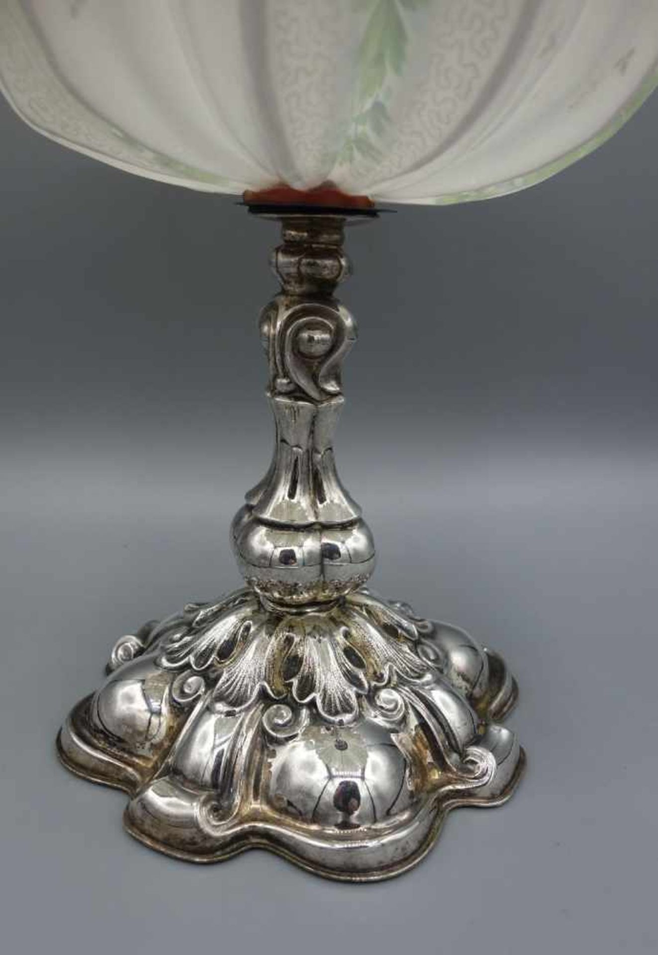 TAFELAUFSATZ / FUSSSCHALE / glas bowl on a silver stand, Glas und Silber, 830er Silber, gemarkt " - Bild 4 aus 6