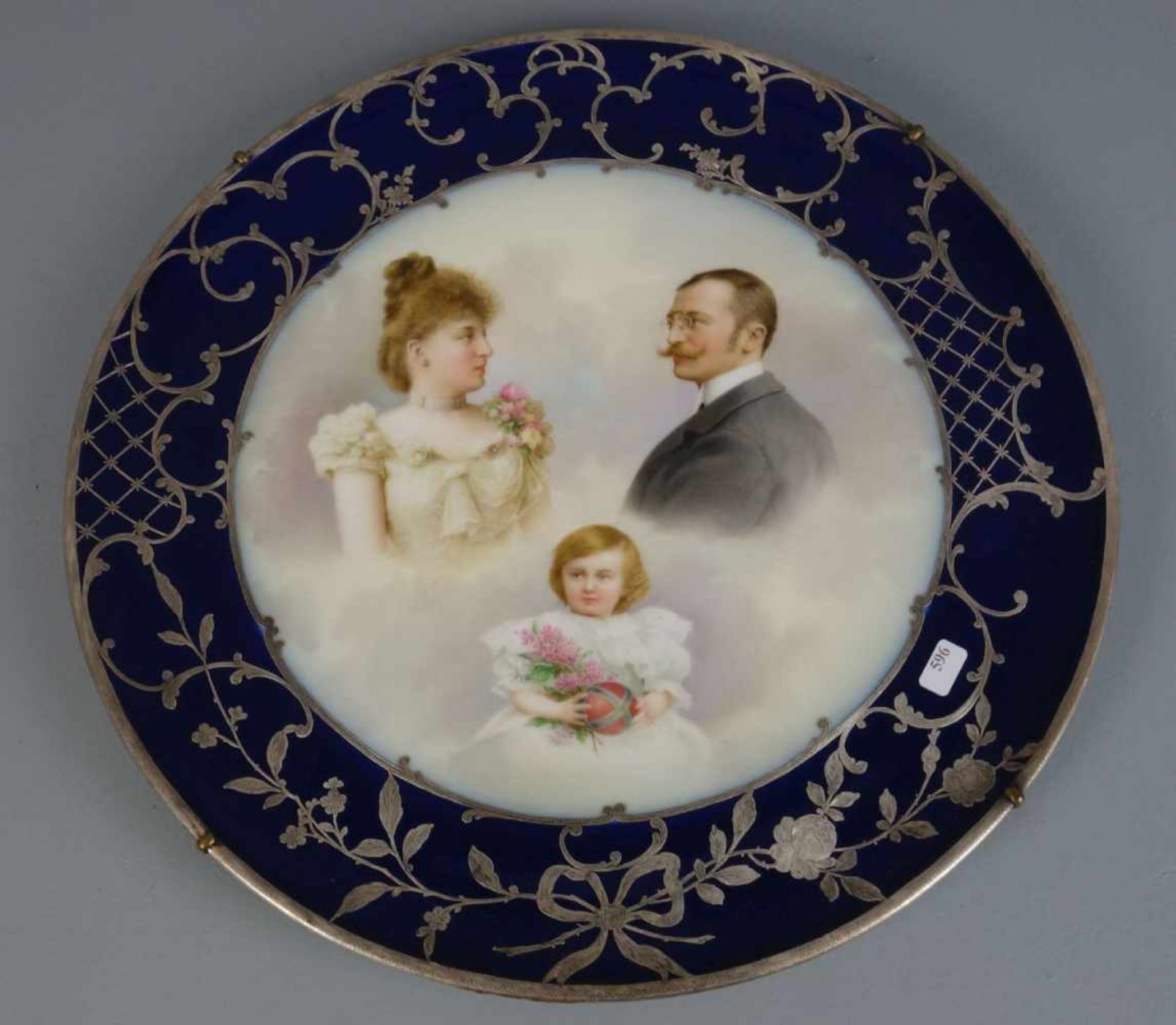 BILDTELLER / WANDTELLER / plate, Österreich - Wien, um 1900, Porzellan, glasurblau gemarkt mit