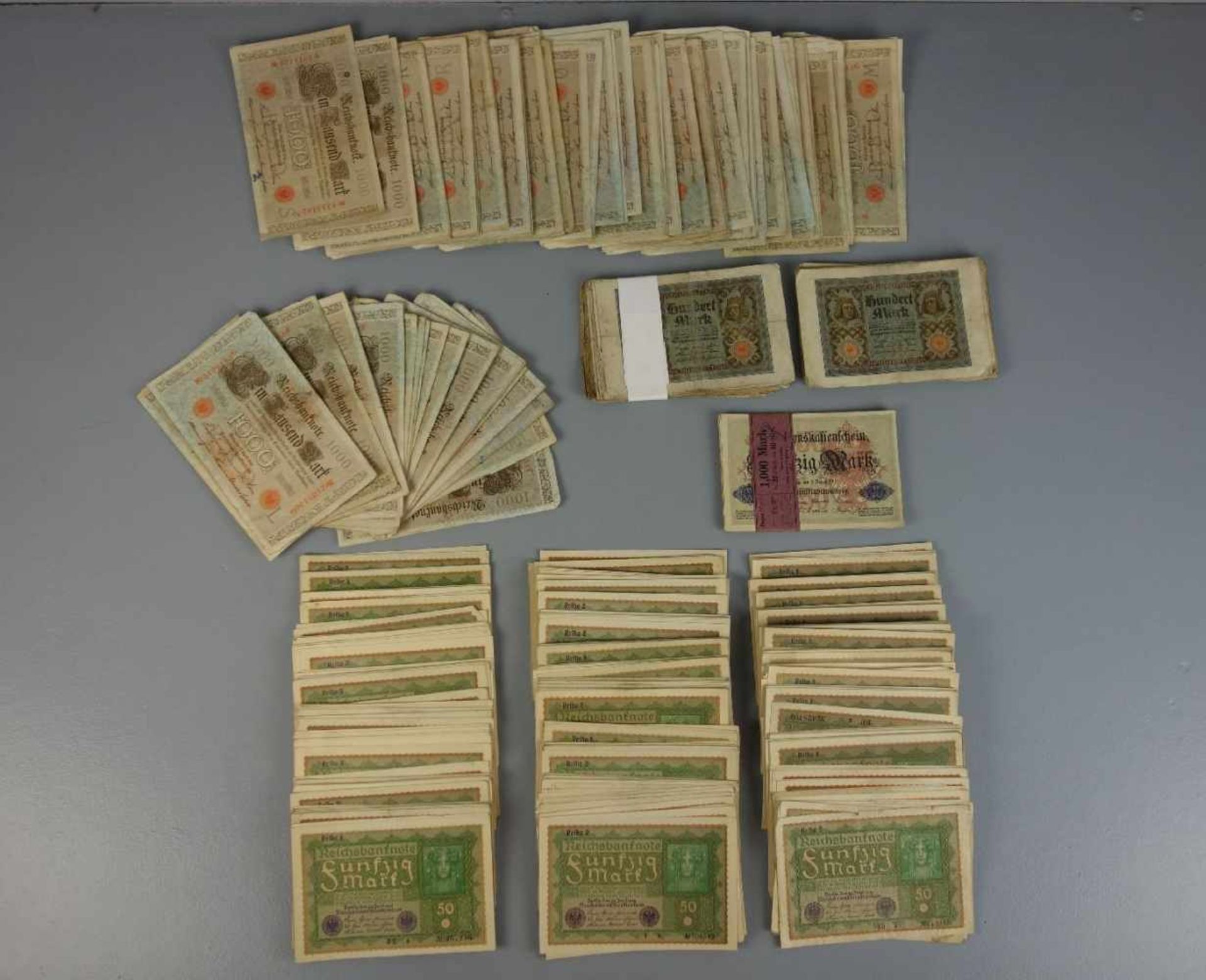 GROSSES KONVOLUT PAPIERGELDSCHEINE / bank notes, Deutsches Reich von 1910 - 1920. Beinhaltet ca. 350