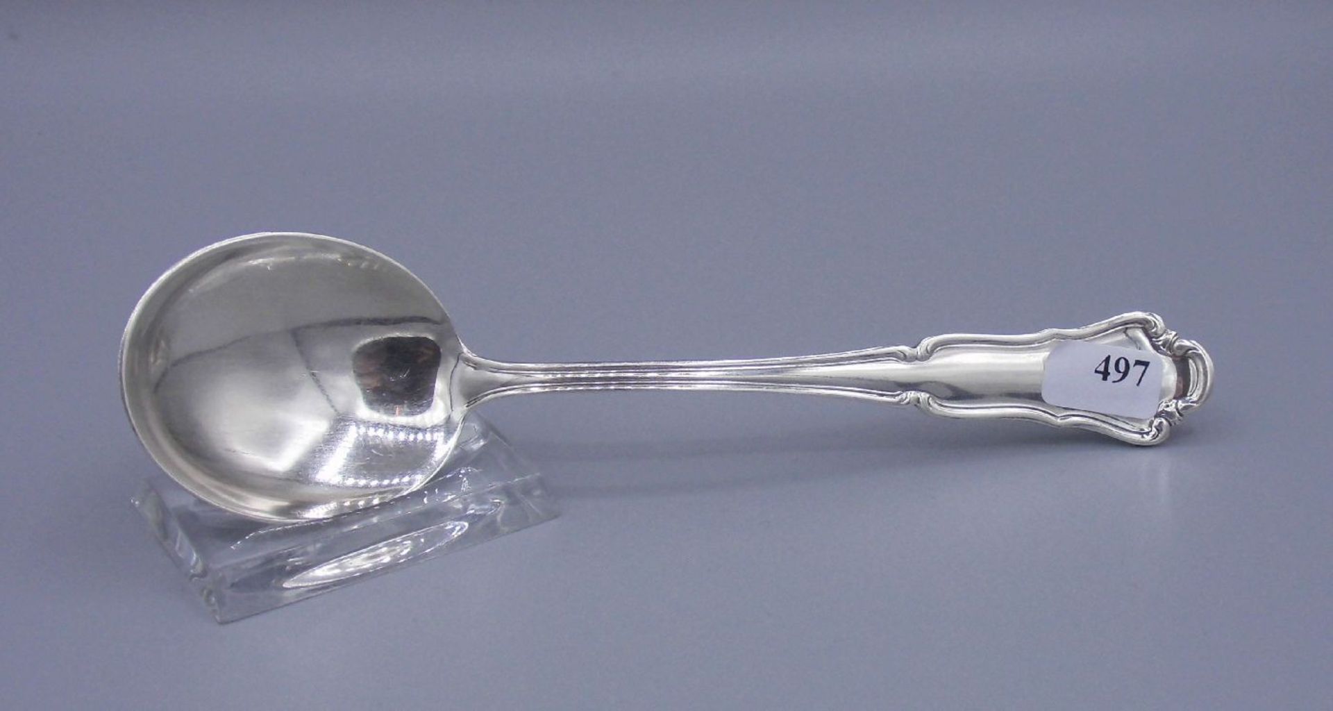 ZUCKERLÖFFEL / SAHNELÖFFEL / silver sugar spoon, 800er Silber (34 g), gepunzt mit Halbmond, Krone,