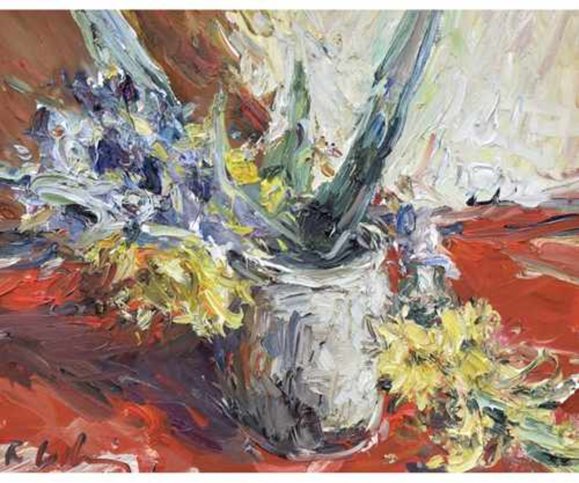 Roland LADWIG, 1935 Wedel – 2014 Berlin; Öl auf Leinwand "Blumen in Vase "; links unten sign. und