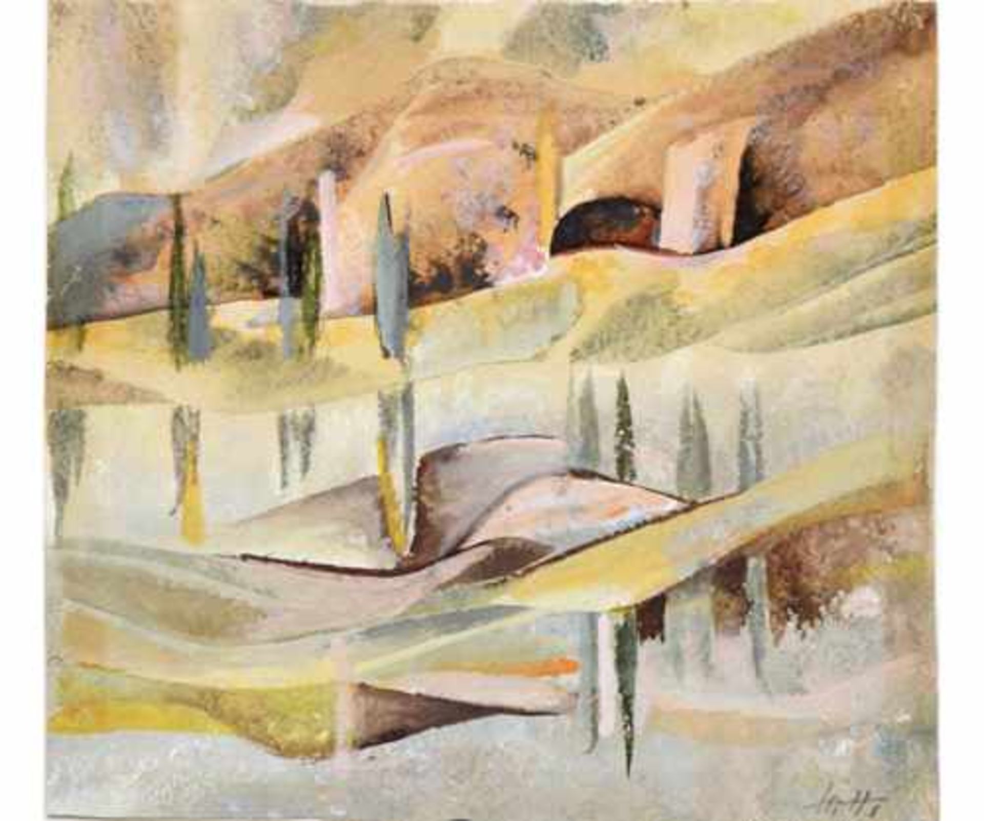 Hannah HÖCH, 1889 Gotha - 1978 Berlin; Gouache auf Papier "Steglitzer -Rauhe Berge"; re. unten