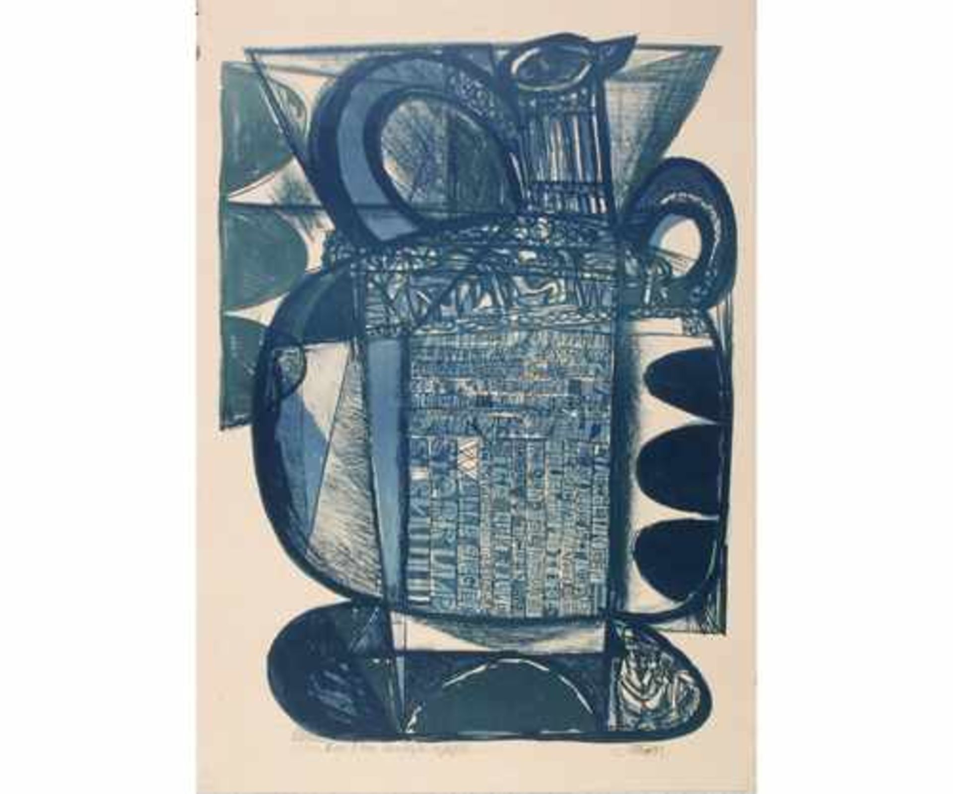 Eberhardt DÄNZER, 1935-2008; Lithographie zu Gottfried Benns Gedicht "Kretische Vase"; 18/20 num.