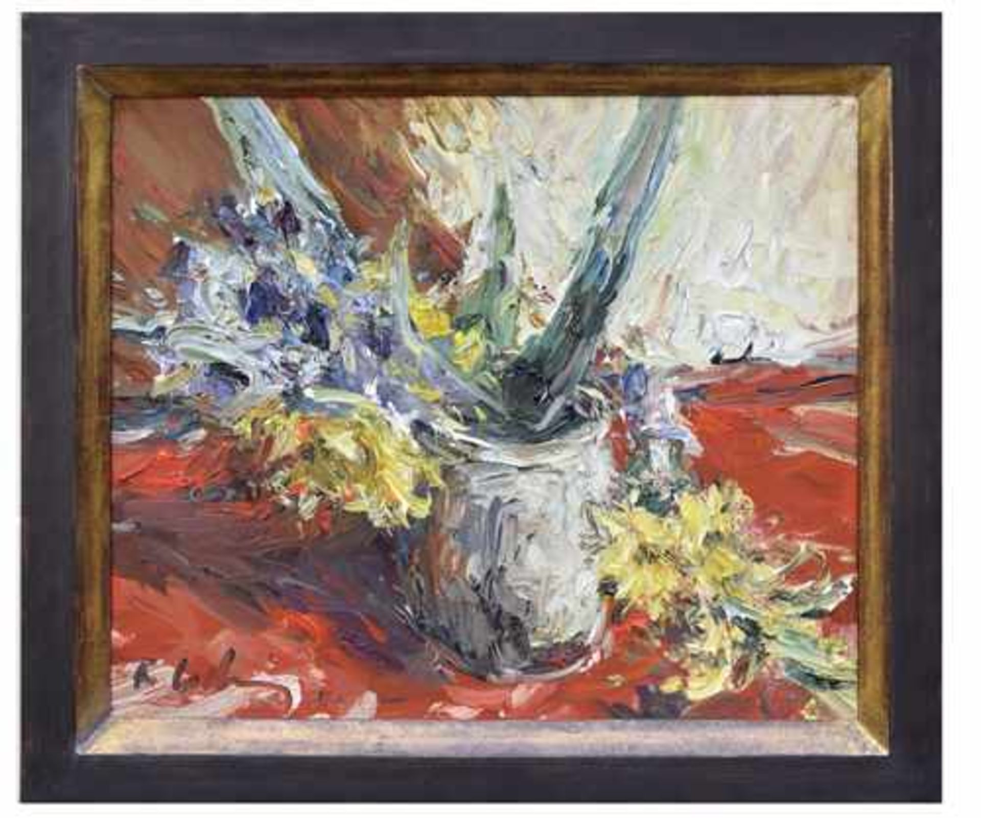 Roland LADWIG, 1935 Wedel – 2014 Berlin; Öl auf Leinwand "Blumen in Vase "; links unten sign. und - Bild 2 aus 2