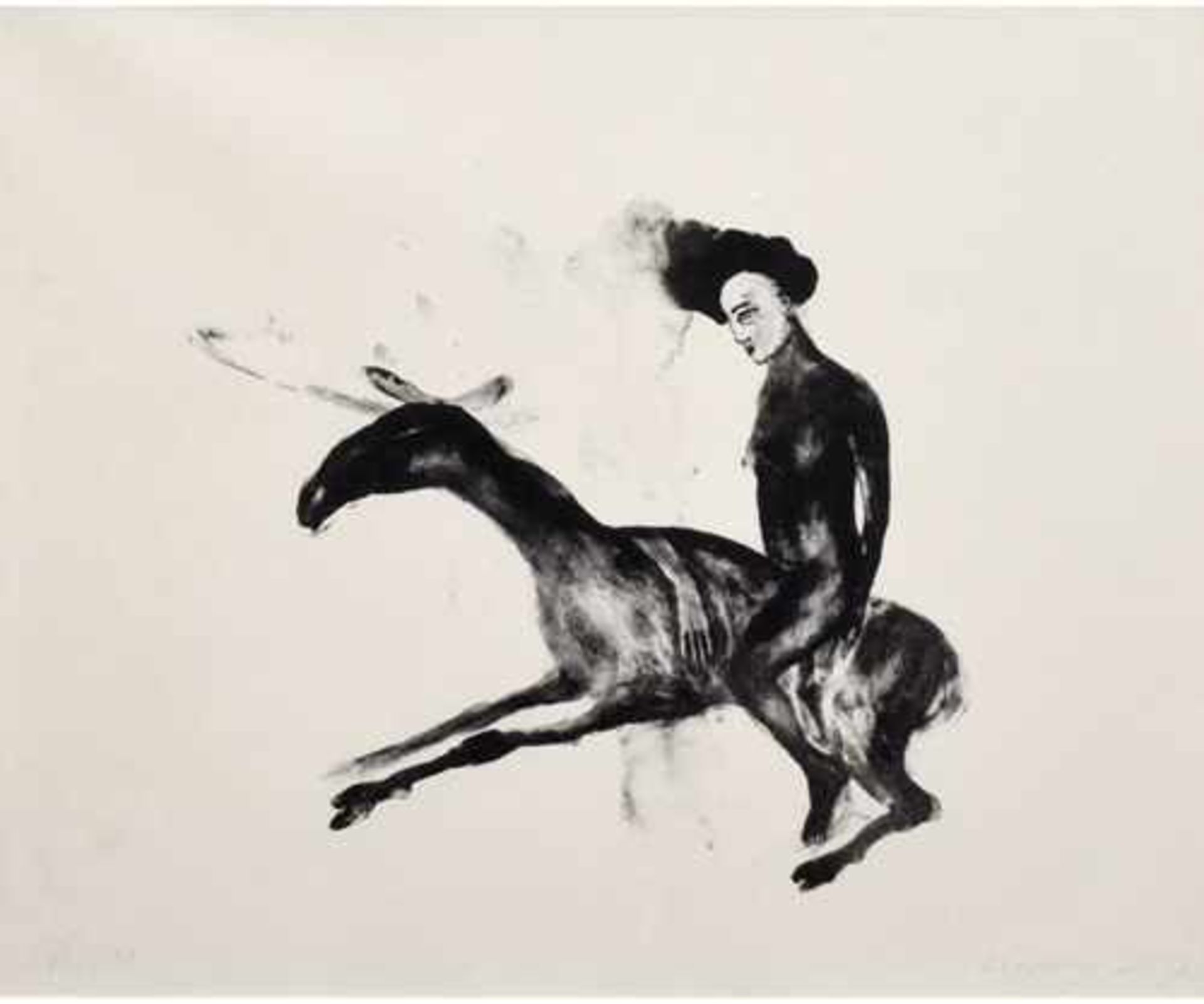 Angela HAMPEL, *1956 Räckelwitz; 2 Bl. Lithographien; a) "Penthesilea II"; Probedruck; re. unten - Bild 3 aus 3