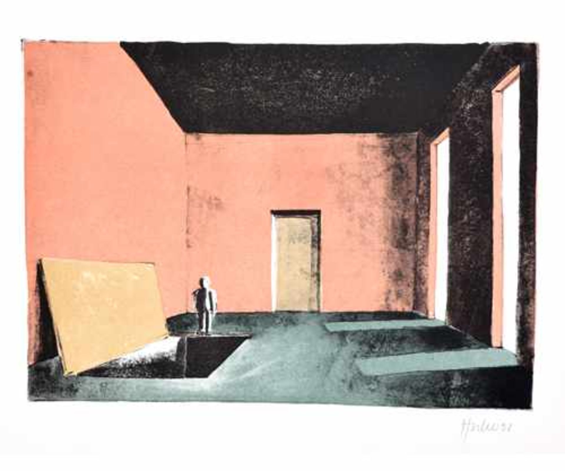 Thomas HUBER, *1955 Zürich; 2 Bl. Farblithografie auf Büttenkarton, a) "Versammlung"; 15 x 36,5 cm / - Bild 3 aus 3