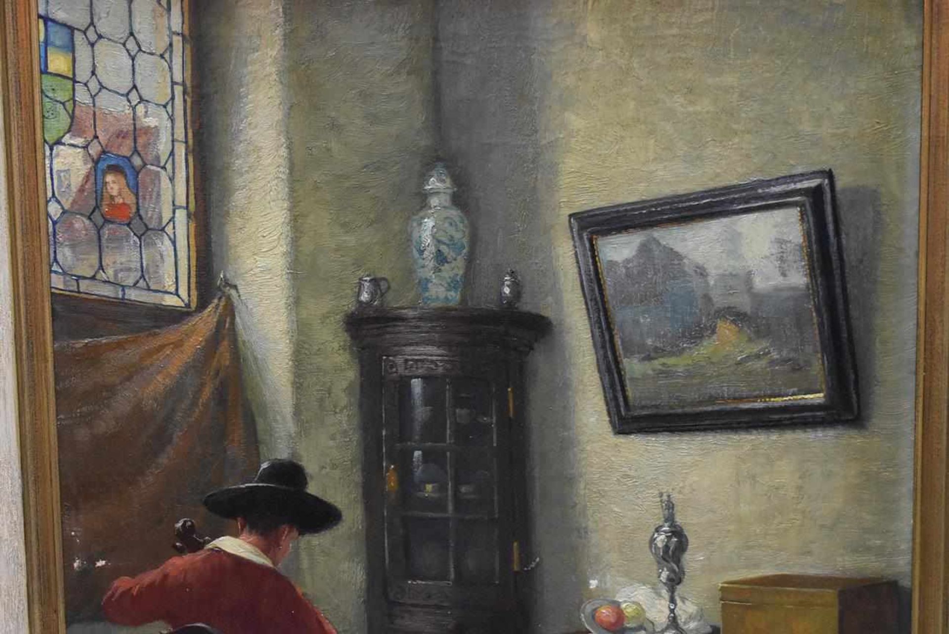 Jörg Sommer (1881 - ?) "Interieur mit Cellist" Öl auf Leinwand, Sign. unten links "Jörg Sommer - Bild 3 aus 4