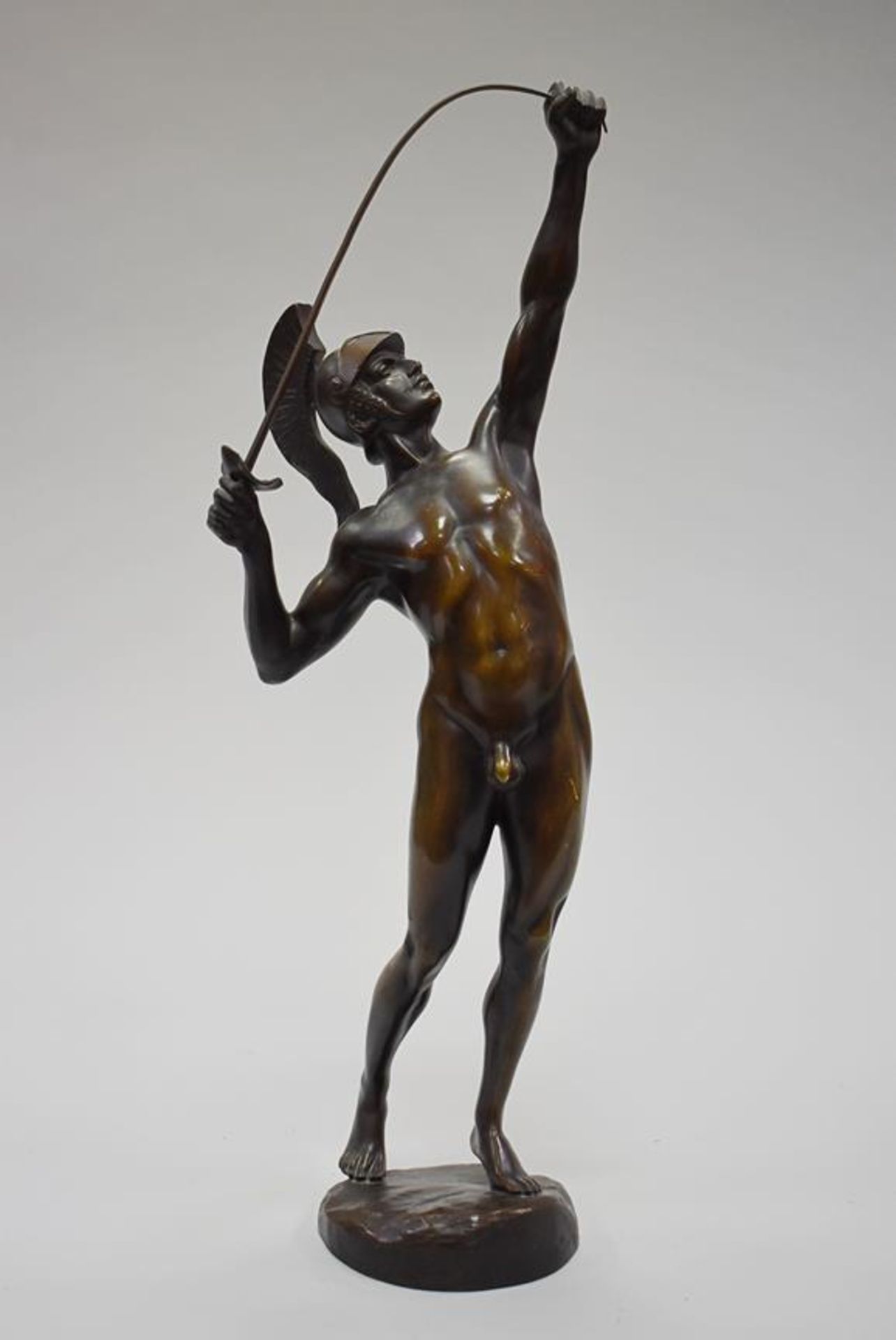 Richard W. Lange (1879-1944) zugeschrieben "Ares" Bronzefigur des griechischen Kriegsgottes Ares,