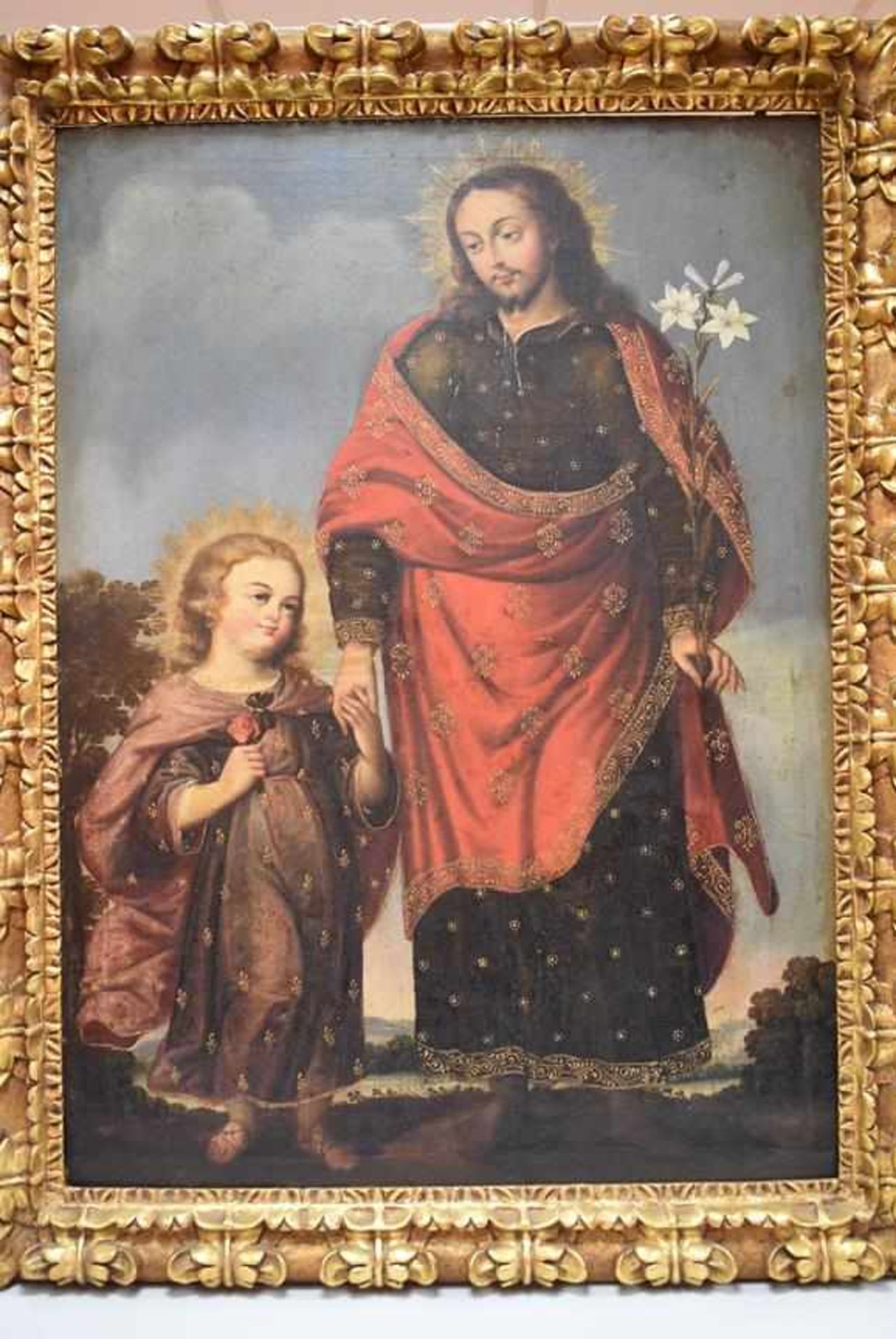 Italienischer Meister um 1700 Italienischer unbekannter Altmeister, Motiv Jesus mit Kind, Alter um
