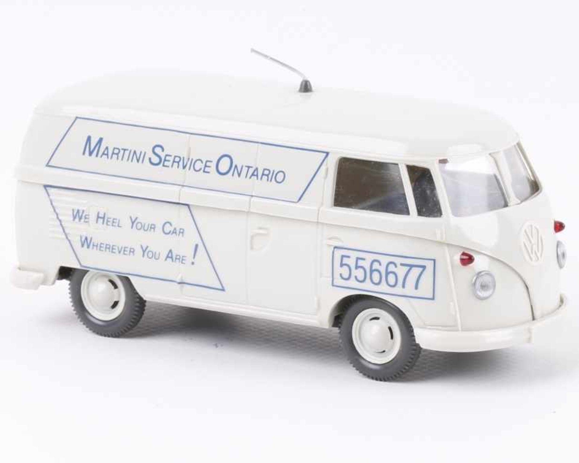 WikingVW Kastenwagen mit Antenne "Martini Service Ontario"211/14c, Abziehbilder beidseitig 100%,