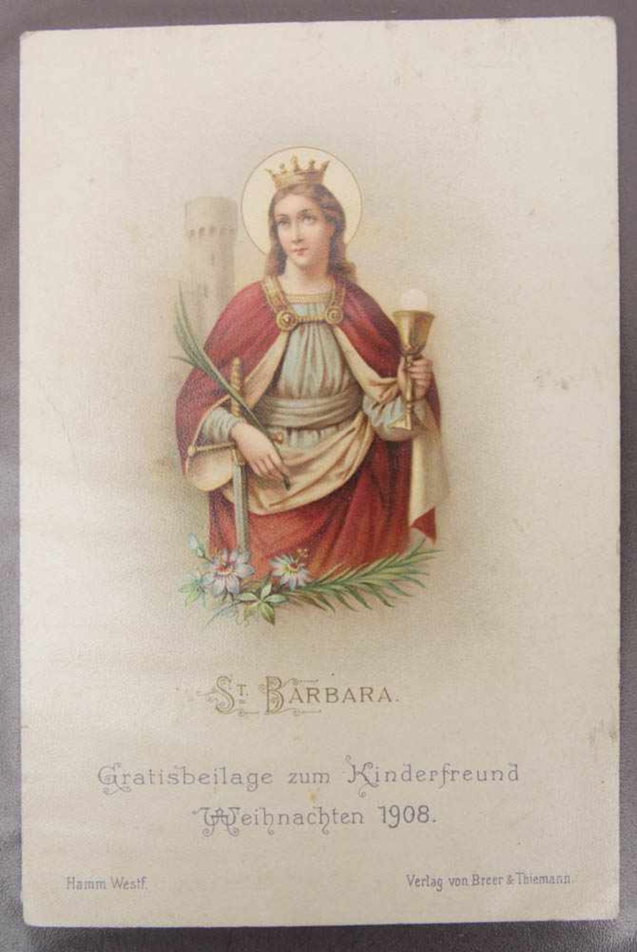 MINIATUR-GEBETSBUCH UND HEILIGEN-KARTEN. Papier/Leder/Farbdruck, Deutschland um 1900" - Bild 3 aus 6