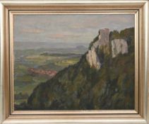 OSKAR FREY, Reussenstein, Öl auf Malkarton, Anfang 20. Jhd.Burgruine Reussenstein. Ol auf