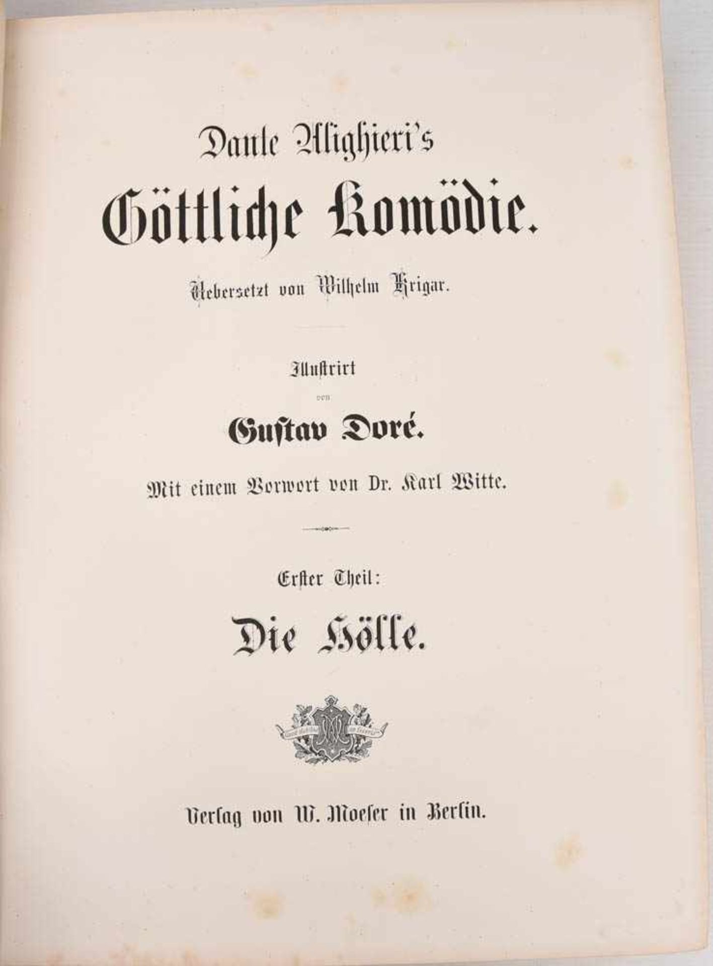 DANTES GÖTTLICHE KOMÖDIE, Zwei Bände, Leder, Goldschnitt, im Originalschober, Berlin Ende 19. Jh. - Bild 6 aus 6