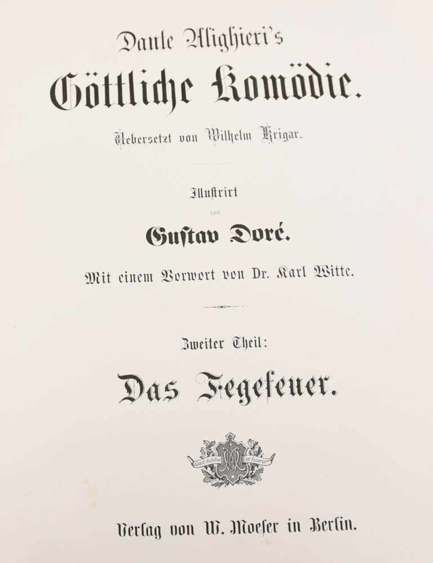 DANTES GÖTTLICHE KOMÖDIE, Zwei Bände, Leder, Goldschnitt, im Originalschober, Berlin Ende 19. Jh. - Bild 4 aus 6