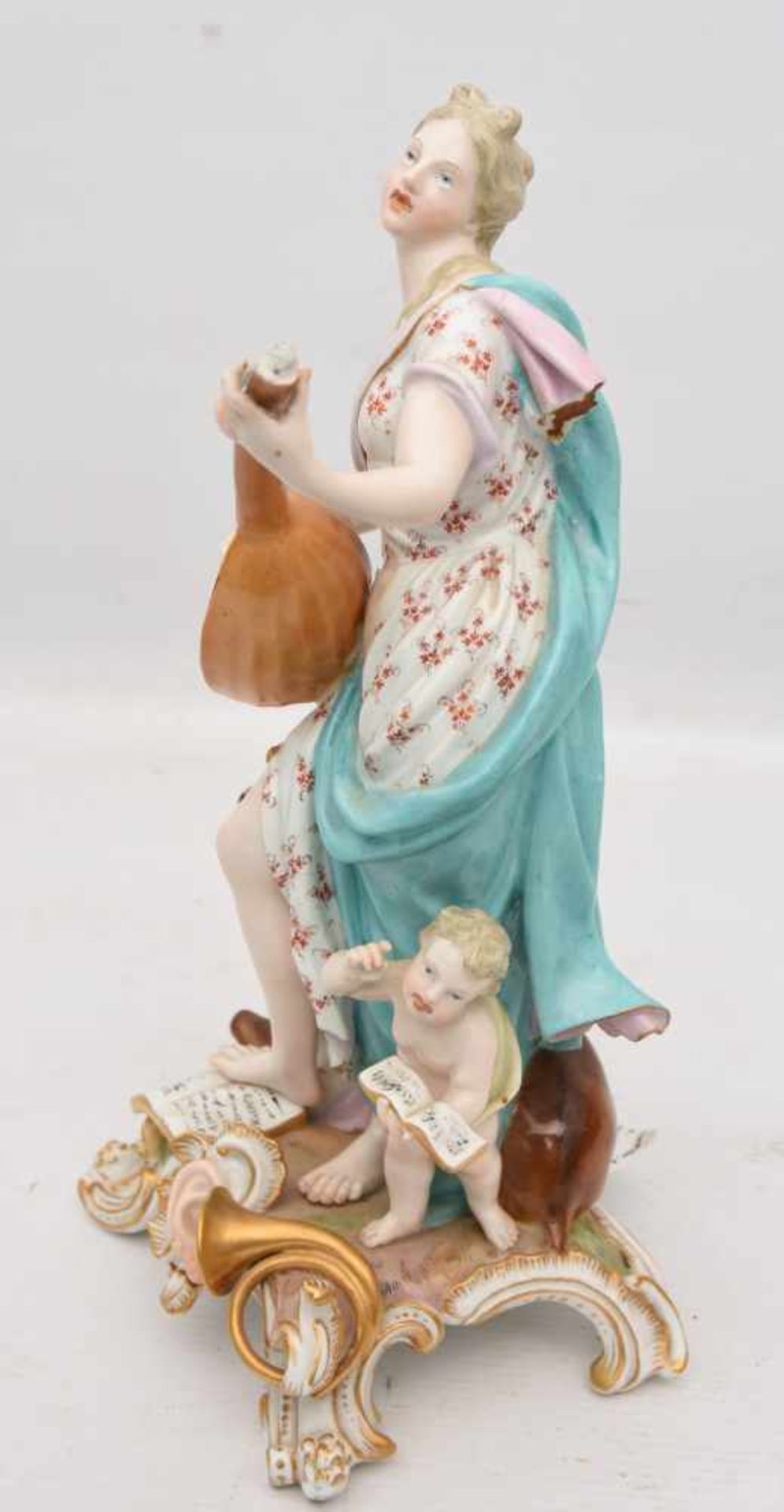 MEISSEN PORZELLAN, "Allegorie auf das Gehör", Modell J.F. Eberlein. bemalt, glasiert, gemarkt, 19. - Image 13 of 19