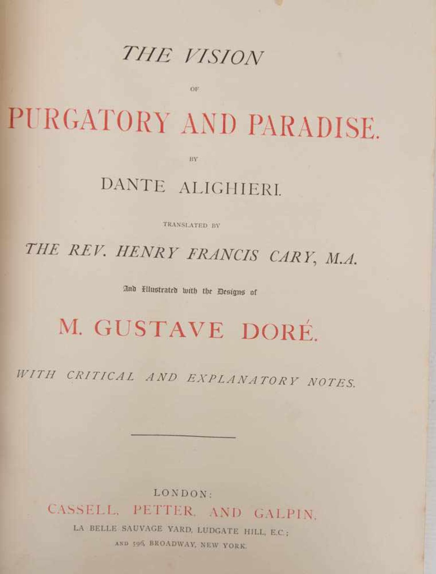 DANTE ALIGHIERI, Vision of Hell und Purgatory & Paradise , illusrtiert- Gustave Doré, 1891.Beide - Image 5 of 6