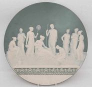 METTLACH V&B, PHANOLITH-TELLER "Trojanische Dame mit Sklaven", Jasperware, Pâte-sur-pâte, bemalt,