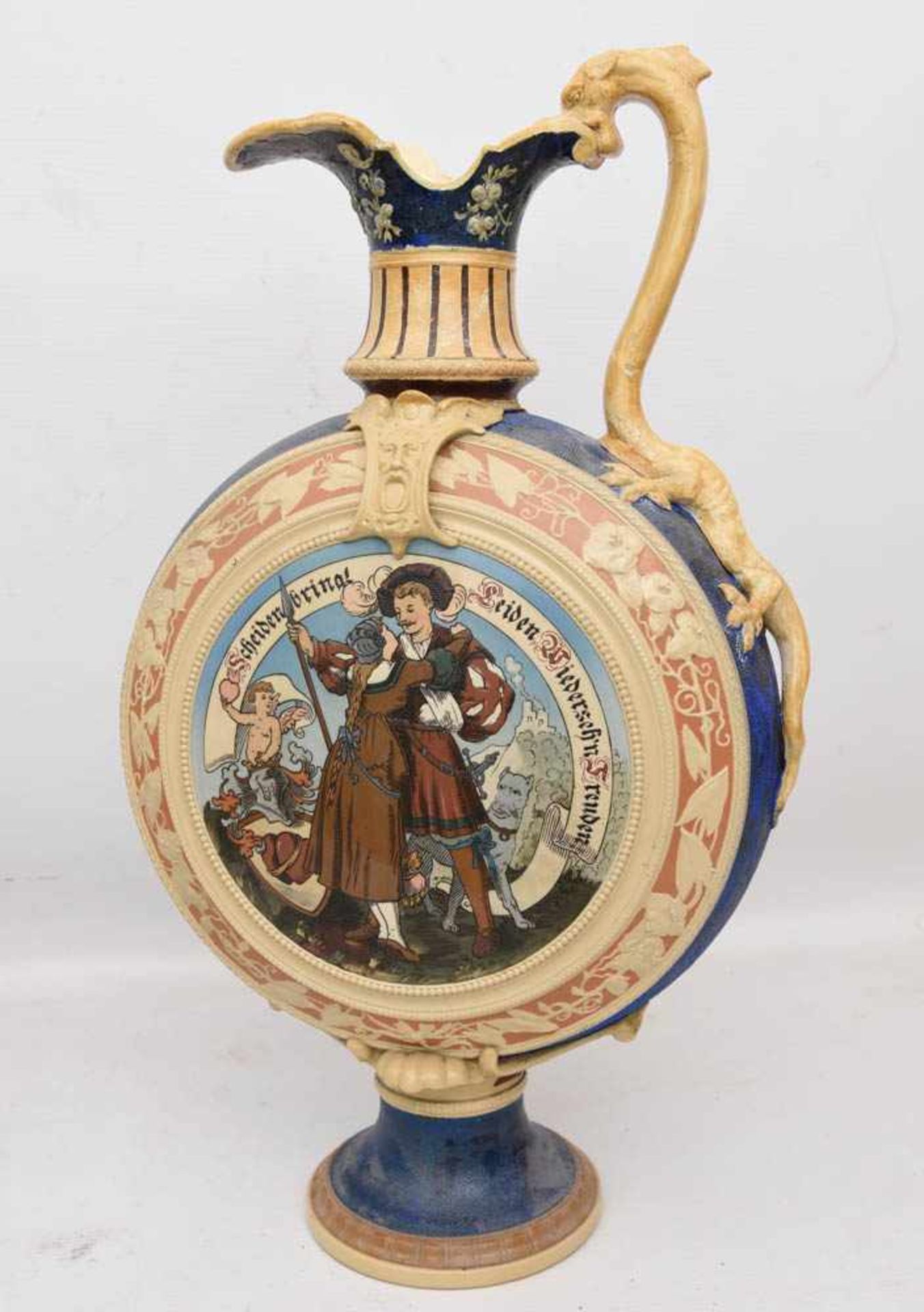 METTLACH V&B, Prunkkrug im Renaissancestil, Keramik bemalt und glasiert, gemarkt, um 1895Bauchiger